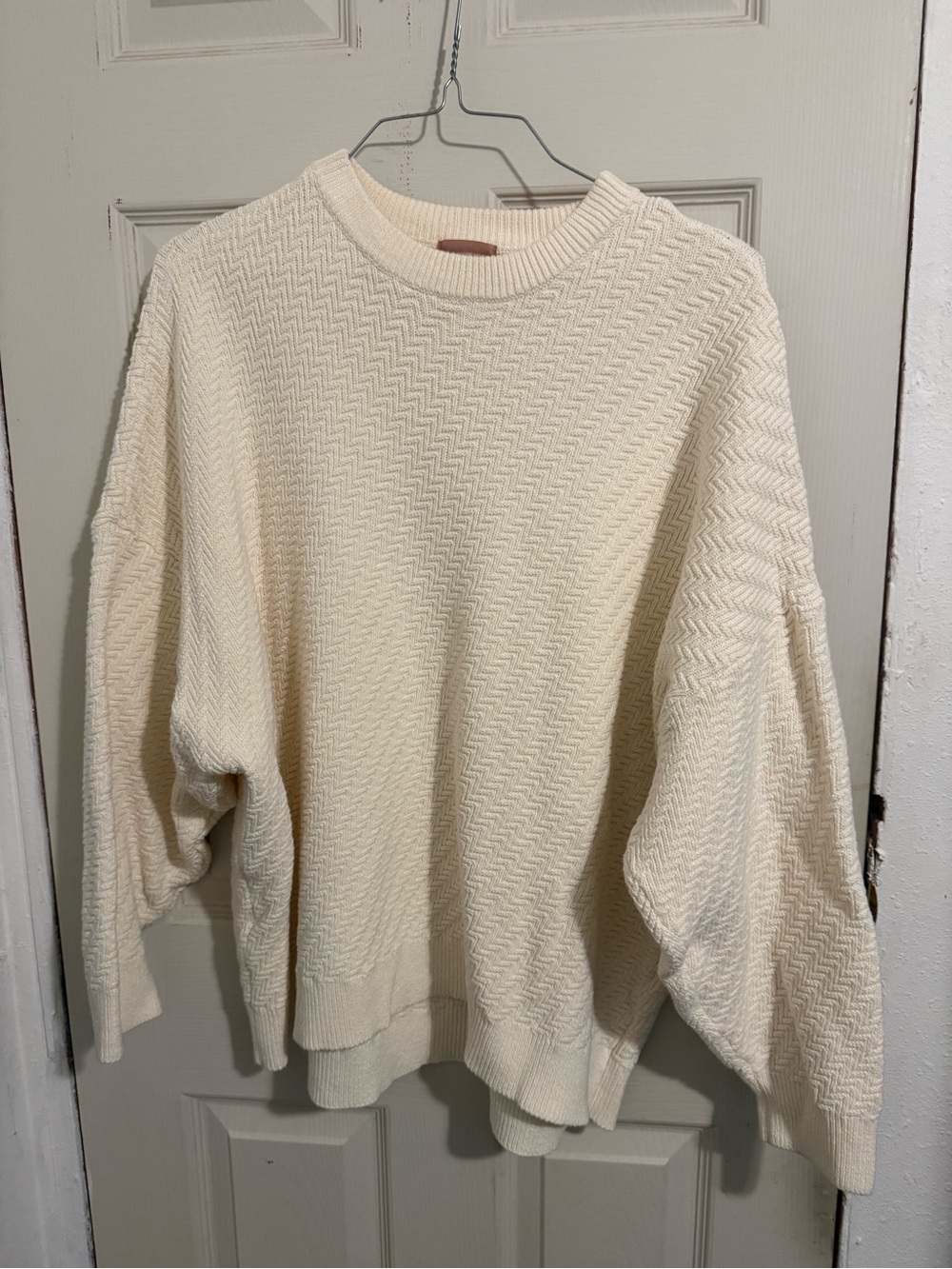 Show Me Your MuMu Cream Textured Crewneck Sweater
